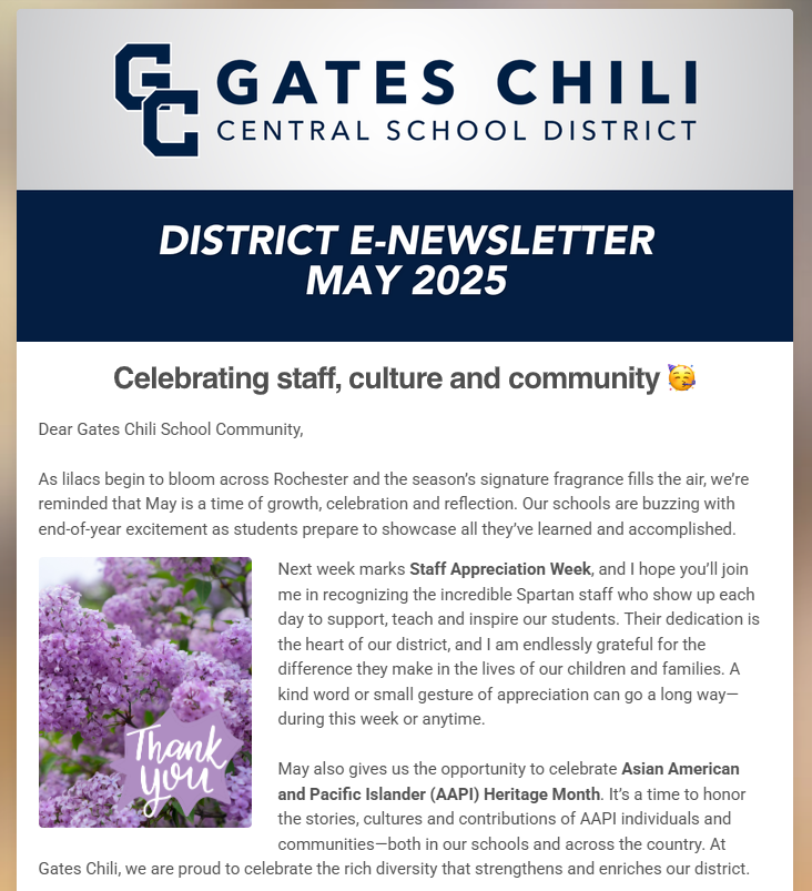  screenshot of the may 2025 e-newsletter
